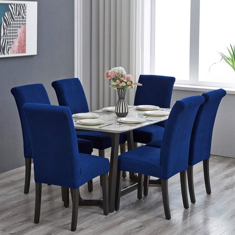 Howhic Stretch Chair Covers for Dining Room Set of 6, Removable Washable Dining Room Chair Covers, Dining Chair Slipcovers Seat Protector, Great for Home Decor and Banquet (Classic Blue, 6 Pack) - Image 2